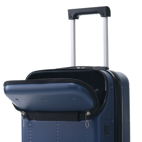 English Elm Luggage 5 Piece Hardside Abs Set with Front Access Carry on and Tsa Spinner Wheels Blue N732P391557C