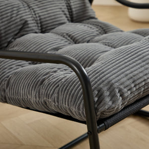 English Elm Outdoor Steel Rocking Chair with Corduroy Cushion for Porch Bedroom or Reading Nook W640P443542