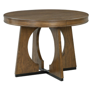 English Elm Trexm Extendable Round Dining Set Oak Veneer Sculptural Base Seats Four to Six Walnut ST000131AAP-2026