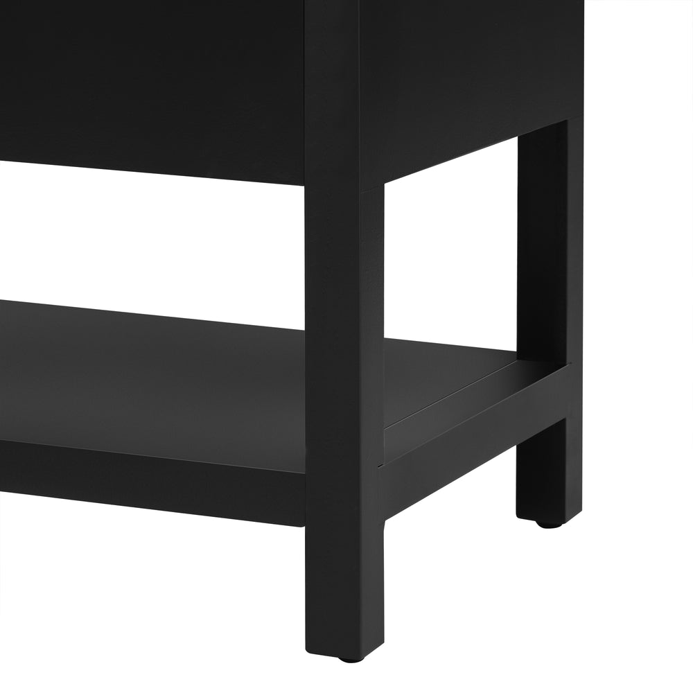 English Elm U-Style Modern Entryway Console Table with 62.5" Top, Sturdy MDF Build, Ample Storage & Display Space Black N711P205932B