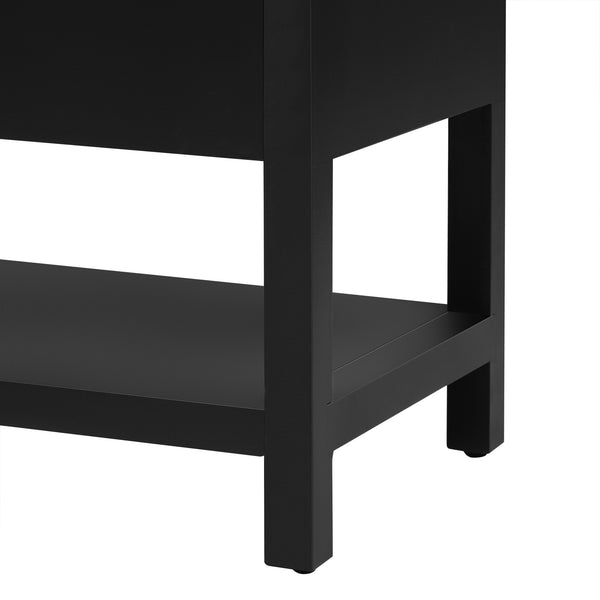 English Elm U-Style Modern Entryway Console Table with 62.5" Top, Sturdy MDF Build, Ample Storage & Display Space Black N711P205932B