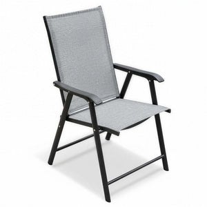 English Elm Outdoor Steel Bistro Dining Set with Slatted Square Table and Four Folding Mesh Chairs Black W5159S00002