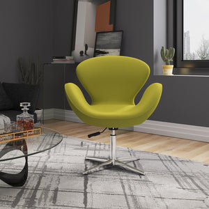 English Elm Raspberry Upholstered Swivel Lounge Chair with Adjustable Height, Polished Chrome Base & Modern Seat Design Green B365P397961