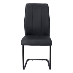 English Elm Dining Chair Set Of 2 - Modern Upholstered Side Chairs In Black Faux Leather With Metal Base B2710P218825