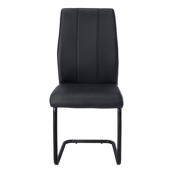 English Elm Dining Chair Set Of 2 - Modern Upholstered Side Chairs In Black Faux Leather With Metal Base B2710P218825