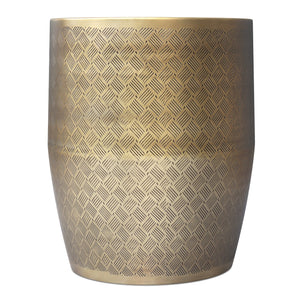 English Elm Johnsen Antique Gold 18" Cross Hatch Accent Table — 18x23in Iron Side Table, Art Deco Texture B136P361854