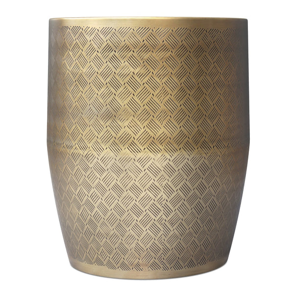English Elm Johnsen Antique Gold 18" Cross Hatch Accent Table — 18x23in Iron Side Table, Art Deco Texture B136P361854