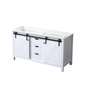 English Elm White Double Bath Vanity 60-in W x 22-in D — Solid Wood Frame, Soft-Close Drawers, Spacious Storage B2731P260035