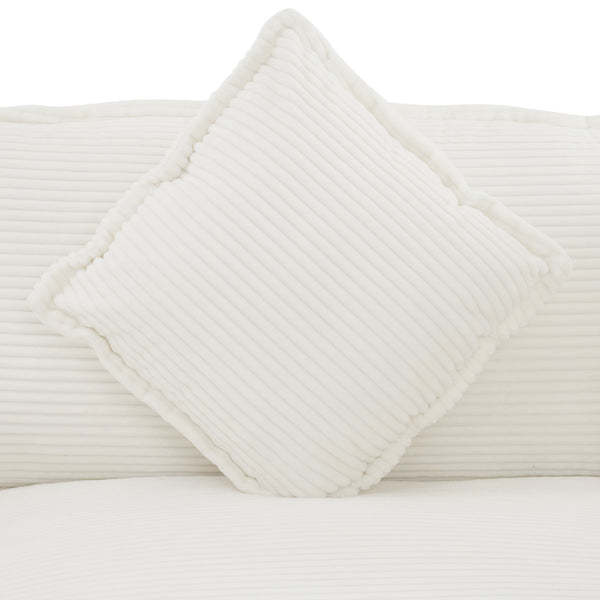 English Elm 141.6" Modern Sofa Modular Couch Upholstered Corduroy with Pocket Springs, Removable Backrests & Pillows Beige N719S001727A