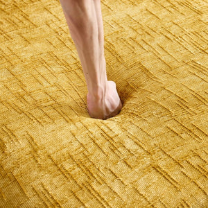 English Elm Yellow Chenille L-Shaped Sofa – Stylish, Space-Saving Comfort With 4 Throw Pillows For Any Room W3612S00019-GIGA