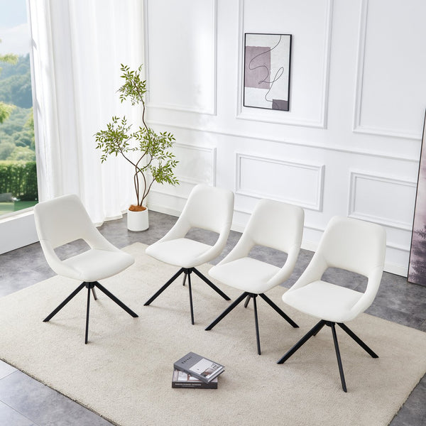 English Elm Dining Chairs Set Of 4 - Modern Swivel Design With Gold Mesh, High Back, And Easy-Clean Leather Upholstery W3493P347140