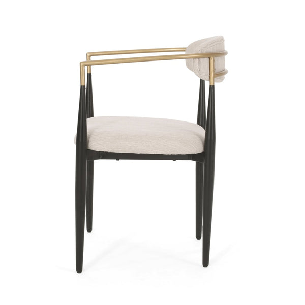 English Elm Dining Arm Chairs Set of 2 Gold Accent Iron Frame Upholstered Modern Minimalist N771P392272A