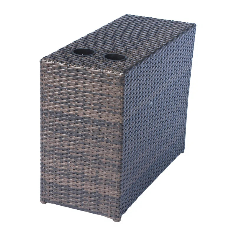 English Elm Fully Assembled 2-Person Wicker Seating Set With Cushions, Central Table & Weather-Resistant Design B120S00034