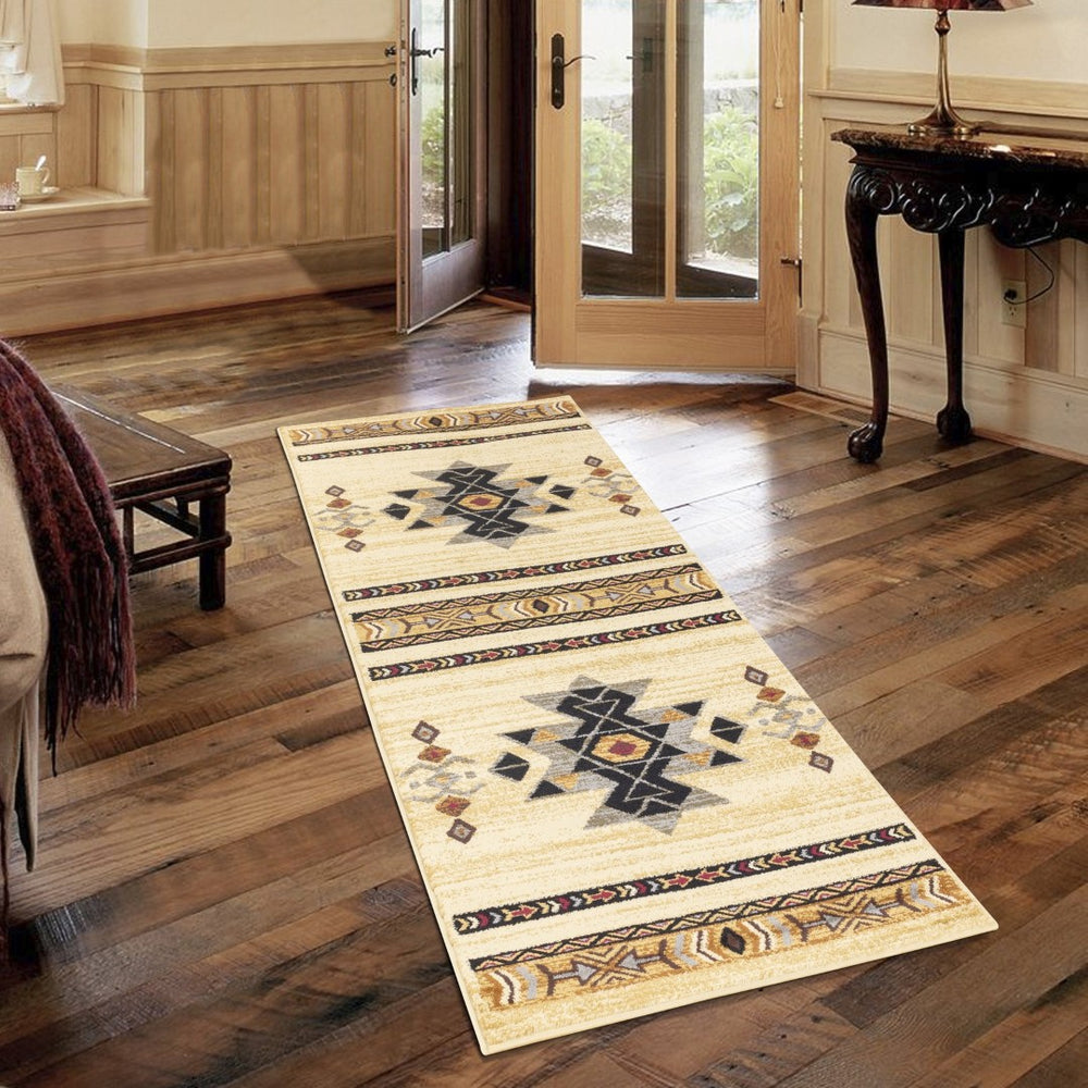 English Elm Tribes Cream Southwest Area Rug 2'7" X 7'3" – Durable, Soft, Stain-Resistant For High-Traffic Areas B186P181002-GIGA