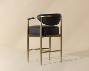 Sunpan Heloise Counter Stool - Elegant Faux Leather Design With Gold Stainless Steel For Modern Dining Spaces Black Faux Leather 111935