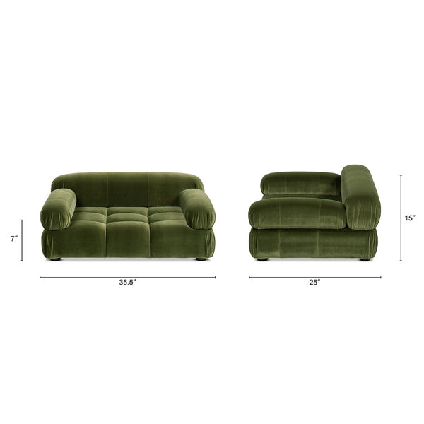 English Elm Marcel Tufted Velvet Pet Sofa Bed Bolstered Arms Stylish Small Medium Dogs Cats Olive Green B2719P448986