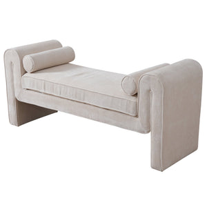 English Elm Ashcroft Furniture - Regent Cream Chenille Bench with High-Density Foam Cushion, Kiln-Dried Frame, 64x21x28 Ready-to-Use B183P255254