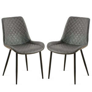 English Elm Dark Grey Leathaire Dining Chairs Set Of 2 - Stylish Mid-Century Modern Armless Metal Leg Chairs W1164P225826