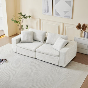 English Elm Cloud Couch Modular 4 Seater Sofa with Washable Linen and Pocket Spring Cushions White W1765S00140