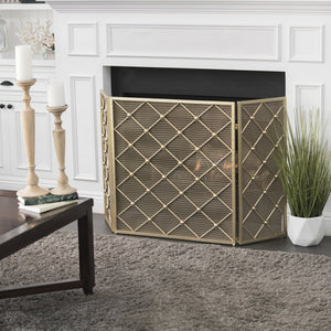 English Elm Christopher Knight Home® - FIRE Prater Iron Fireplace Screen - Black Finish Decorative Hearth Guard, Embers Protection, No Assembly Needed 61128.00GLD
