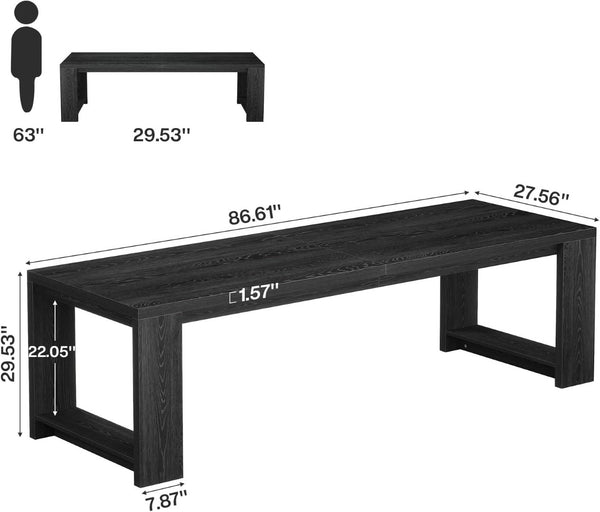 English Elm Work Desk for Two with 86 Inch Natural Wood Mdf Surface Dual Monitor Home Office T3971P458044