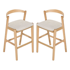English Elm Christopher Knight Home® - Balmain Rubberwood Barstool with Ergonomic Back and Plush Cushion, Modern Smooth-Line Design Set of 2 Beige,Natural N775P318294N