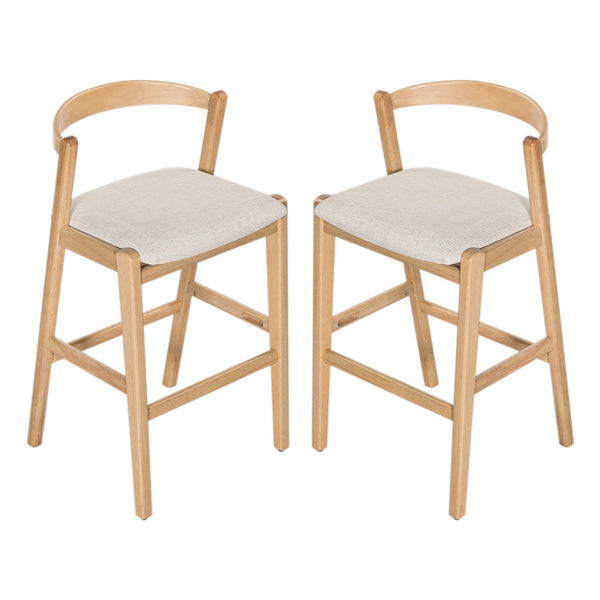 English Elm Christopher Knight Home® - Balmain Rubberwood Barstool with Ergonomic Back and Plush Cushion, Modern Smooth-Line Design Set of 2 Beige,Natural N775P318294N
