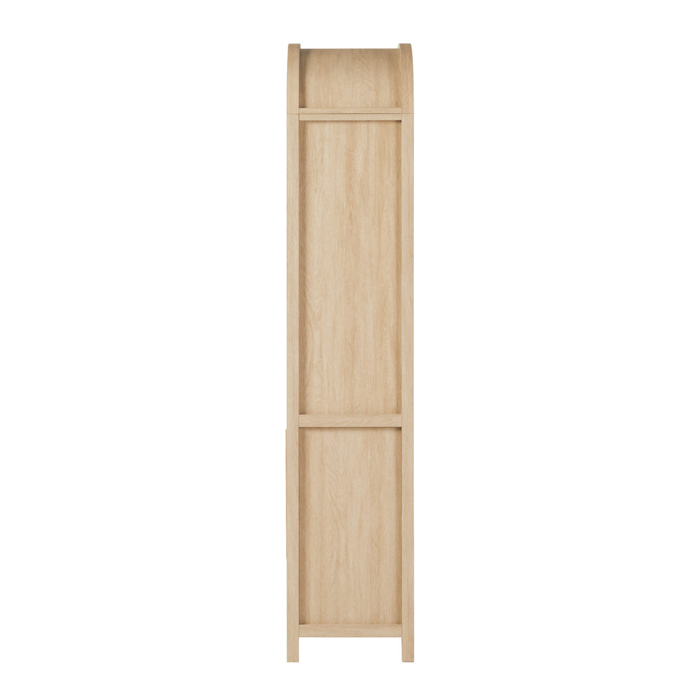 Chantelle Modern Arched Bookcase with Statement Wood Cabinet Pulls Coastal Oak WECHA41OS2CO0 Walker Edison