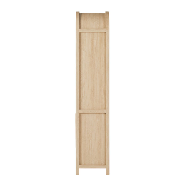 Chantelle Modern Arched Bookcase with Statement Wood Cabinet Pulls Coastal Oak WECHA41OS2CO0 Walker Edison