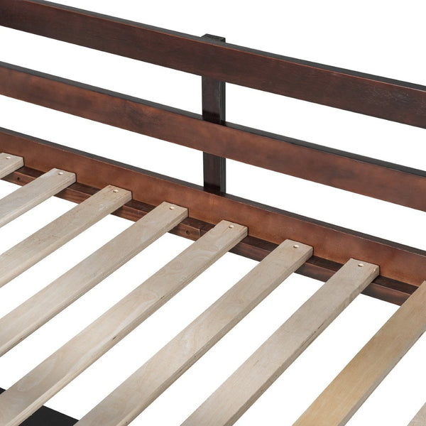English Elm Twin Loft Bed with Built-in Desk and Open Shelves Solid Pine Kids Study Sleep Espresso LT001537AAP-1
