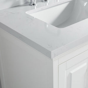 English Elm Fully 60'' Freestanding Double Bathroom Vanity with Solid Wood Base and Carrara Engineered Marble Top White W1826P382807