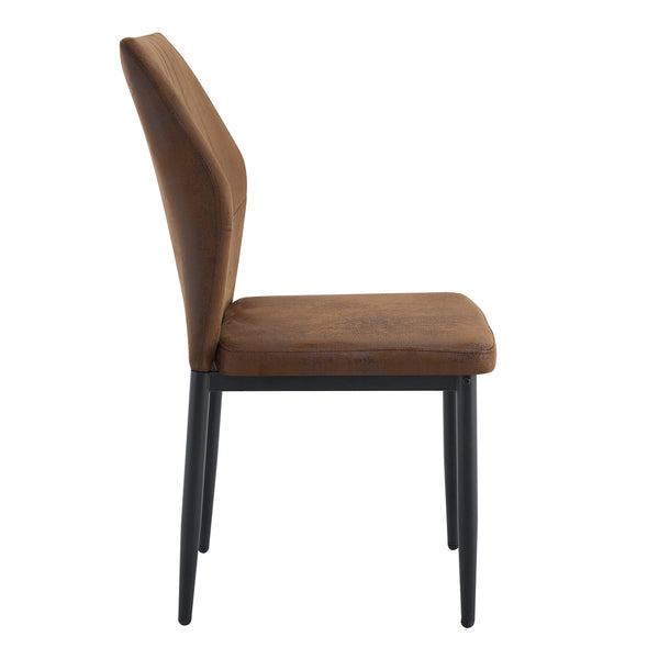 English Elm Set of 4 Brown Shell-Pattern Dining Chairs with Ergonomic Tech Fabric, Sturdy Metal Legs, 37" Brown+Black W1151P359591