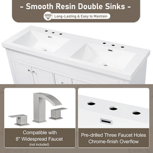 English Elm Christopher Knight Home® - 60" Resin Basin Vanity Top with Undermount Rectangular Double Sinks, 8" Faucet Holes, Bright White Durable Finish and Chrome Overflow (Vanity Top Only) N759P351761K