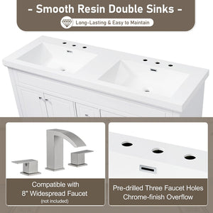 English Elm [video] 60 Inch Freestanding Bathroom Vanity Dual Resin Sinks Soft Close White Cabinet N759S351759K