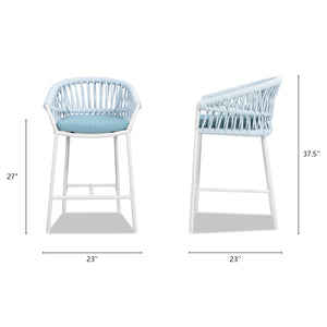 English Elm Jennifer Taylor Home - Maiden 27" Set Of 2 Coastal Counter Stools In Sky Blue - Stylish, Durable, All-Weather Seating B2719P245993