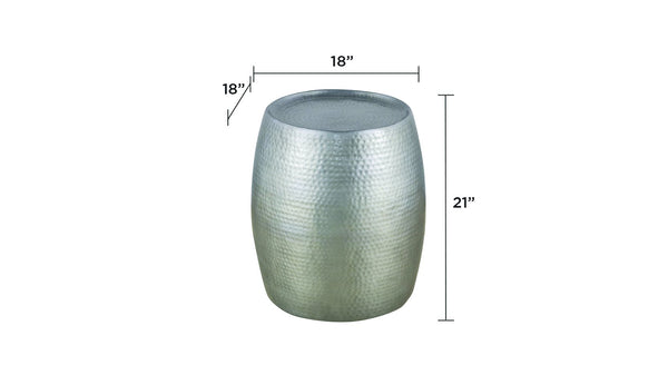 English Elm ET501 Hand-Hammered Drum End Table 21" Height — Textured Aluminum Accent Nightstand with Luxe Finish Silver B009P298419