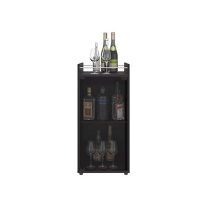 English Elm Bar Engineered Wood Bar Cabinet with Glass Door and 3 Shelves for Bottles & Glassware, Compact Design Black 35.83 L x 19.69 W x 4.72 H B097P350286
