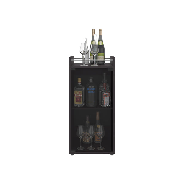 English Elm Bar Engineered Wood Bar Cabinet with Glass Door and 3 Shelves for Bottles & Glassware, Compact Design Black 35.83 L x 19.69 W x 4.72 H B097P350286