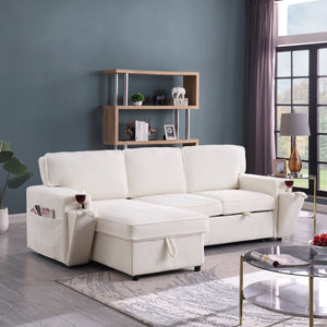 English Elm Upholstery Sleeper Sectional Sofa With Chic Storage, Plush Comfort, And Modern L-Shaped Design W1099S00169-GIGA