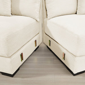 English Elm 54.3" Oversized Modular Sectional Couch - Plush Corduroy, Ergonomic Comfort With Ottoman & Pillows W714S01283