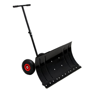 English Elm 30" Carbon Steel Snow Pusher with Wheeled Frame and Adjustable Ergonomic Handle W1422P362635