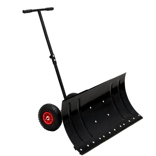 English Elm 30" Carbon Steel Snow Pusher with Wheeled Frame and Adjustable Ergonomic Handle W1422P362635