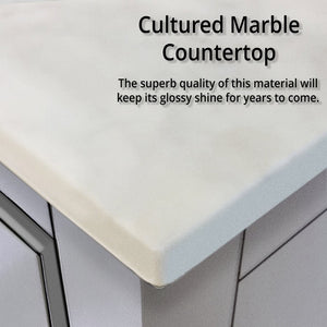 English Elm White Bath Vanity With Cultured Marble Top & Chrome Faucet - Stylish Storage For Small Spaces B2731P259280-GIGA