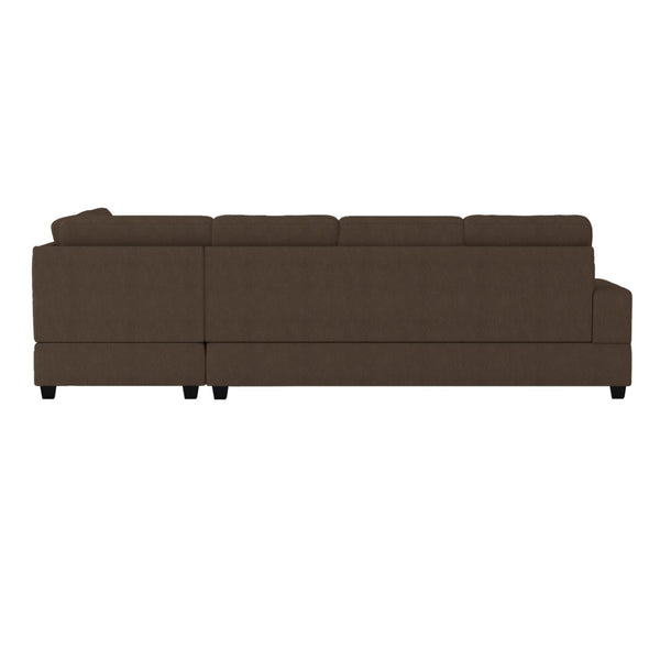 English Elm Modern Microfiber Sectional Sofa with Tufted Cushions Reversible Chaise and Built-in Cupholders Chocolate B011S00932