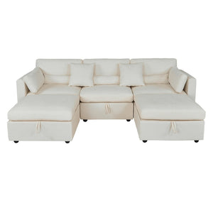 English Elm Yr2169bg-3p-2ot,lr,right,arm,2ot,md Chenille Fleece Modular Sectional Right Arm for Open Living Beige W308S00176