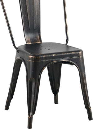 English Elm 2pc Industrial Metal Dining Chairs Stackable High Gloss Set for Kitchen or Modern Matt Black B011P238136