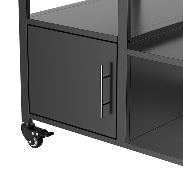 English Elm Outdoor Heavy Duty Steel Kamado Grill Cart with Locking Casters and Storage Boxes W3190P305792
