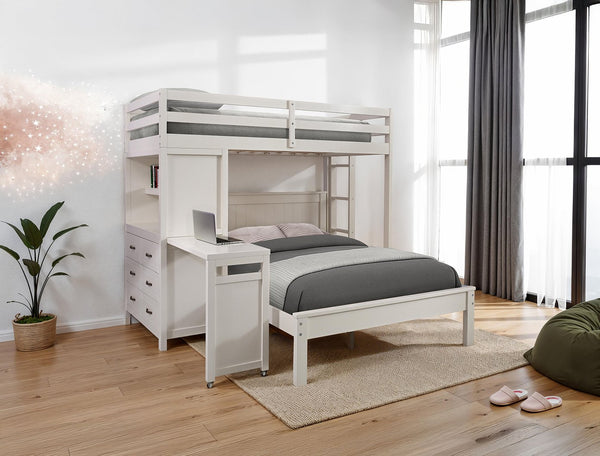 English Elm Contemporary Twin Over Full Bunk Bed With Integrated Storage, Desk & Ladder – Space-Saving Design B2741S00697
