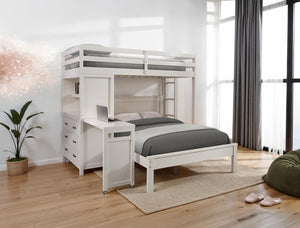 English Elm Contemporary Twin Bunk Bed With Drawers, Desk & Ladder - Space-Saving Design For Kids' Rooms B2741S00698