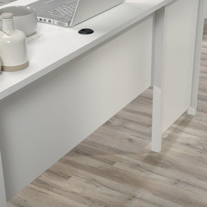 English Elm L-Shaped Desk In Sleek White Finish - Spacious Corner Workspace With Storage For Home Office Efficiency B356P367731